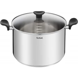 Tefal Primary Stewing Pot 28 cm (10.4 L) + Glass Lid, Induction, High Quality Stainless Steel