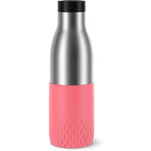 TEFAL Bludrop Bottle, 0.5 Litre, Pink Sleeve, Thermal, Stainless Steel, Silicone Sleeve, Leak Proof, Sustainable TEFAL Bludrop Bottle, 0.5 Litre, Pink Sleeve, Thermal, Stainless Steel, Silicone Sleeve, Leak Proof, Sustainable