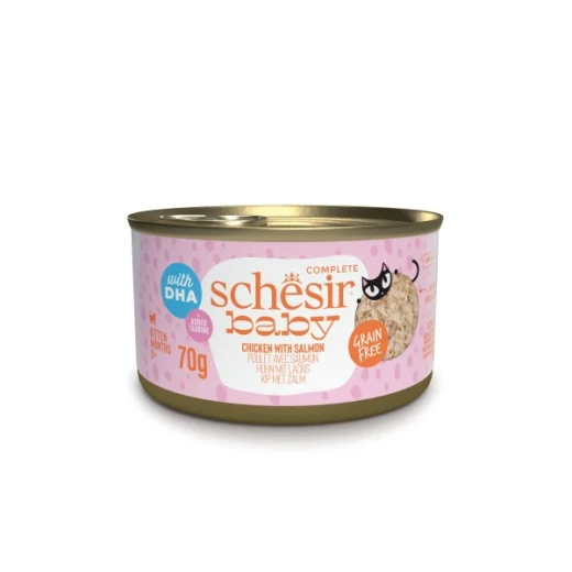 SCHESIR BABY CAT CAN WHOLEFOOD CHICKEN WITH SALMON 70G(NEW) SCHESIR BABY CAT CAN WHOLEFOOD CHICKEN WITH SALMON 70G(NEW)