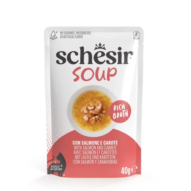 Schesir Soup Wet Cat Salmon carrots in Soup Pouch 40g - SCHESIR