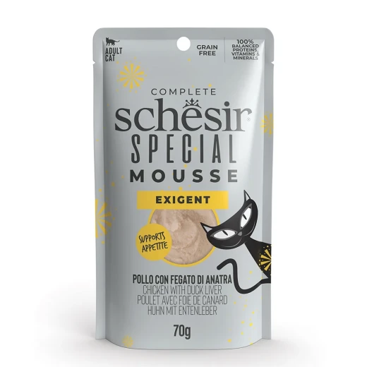 SCHESIR SPECIAL CAT POUCH EXIGENT MOUSSE CHICKEN/DUCK/LIVER&EG 70G SCHESIR SPECIAL CAT POUCH EXIGENT MOUSSE CHICKEN/DUCK/LIVER&EG 70G