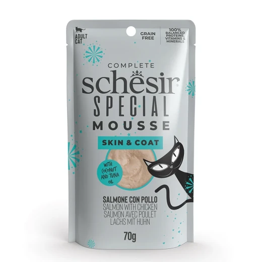 SCHESIR SPECIAL CAT POUCH SKIN&COAT MOUSSE SALMON 70G(NEW)