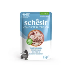 SCHESIR C&B WET CAT TUNA SEABASS IN JELLY POUCH 85G(NEW)