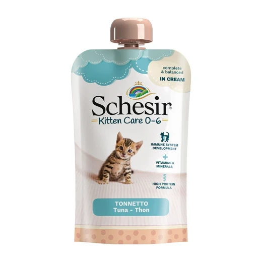 SCHESIR KITTEN POUCH CREAM 0-6 TUNA 150G