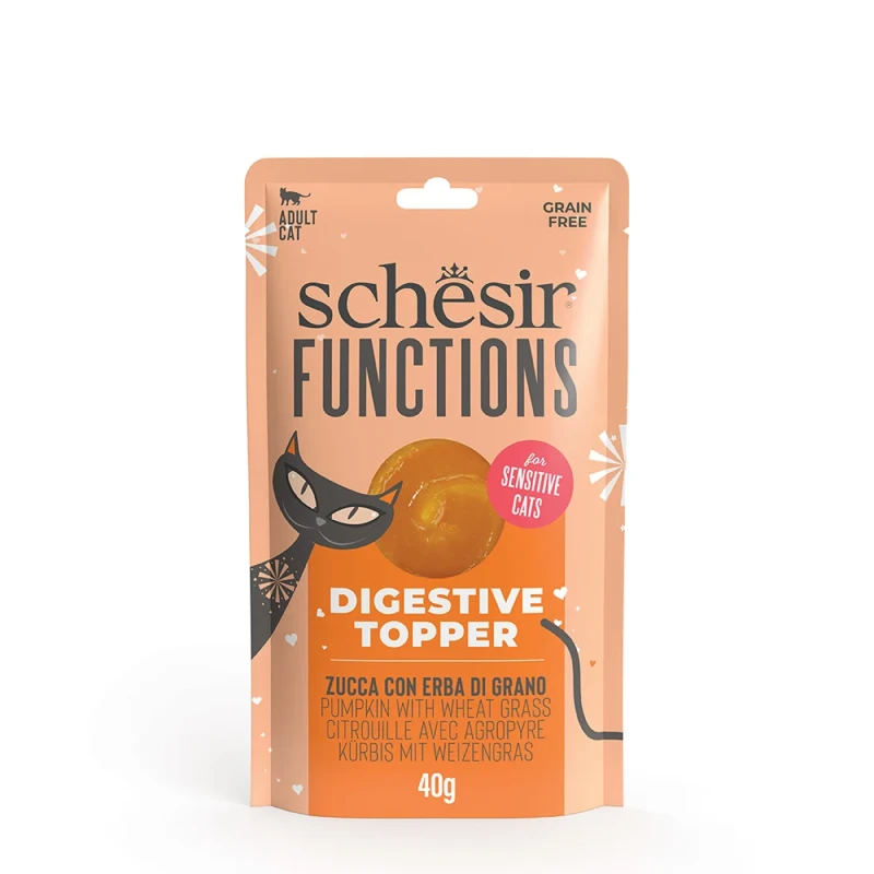 SCHESIR F CAT POUCH DIGESTTOPPER PUMPKIN W WHEAT GRASS 40G - SCHESIR