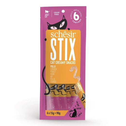 SCHESIR STIX CAT POUCH TREATS CHICKEN 6X15G