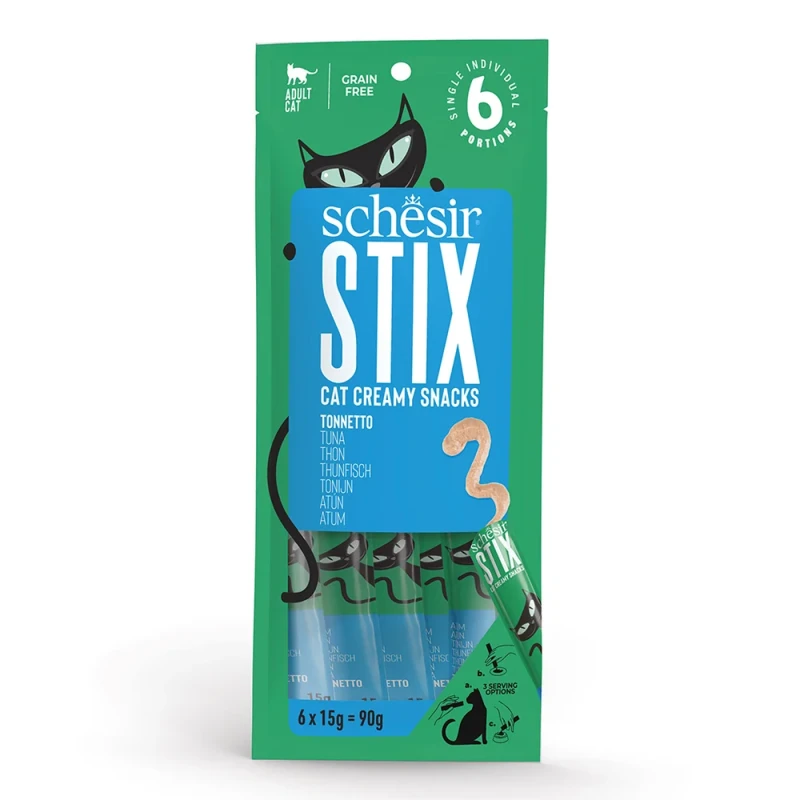 SCHESIR STIX CAT POUCH TREATS TUNA 6X15G - SCHESIR