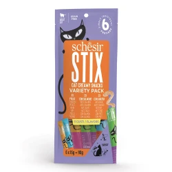 SCHESIR STIX CAT POUCH VARIETY TREATS CHICKEN-DUCK-SALMON 6X15G