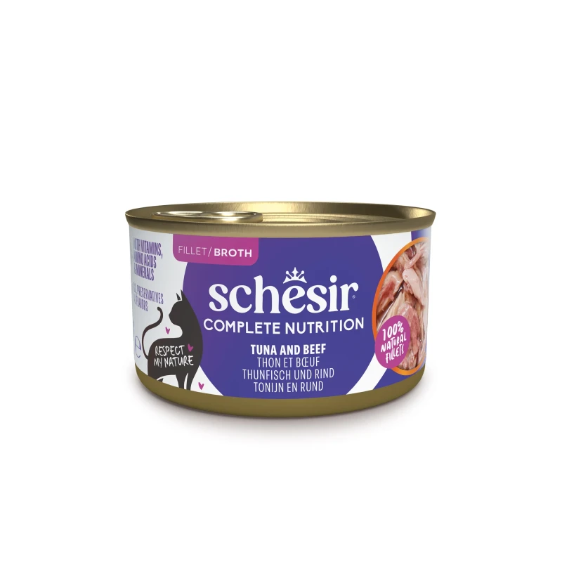 SCHESIR C&B WET CAT TUNA BEEF IN BROTH CAN 85G - SCHESIR