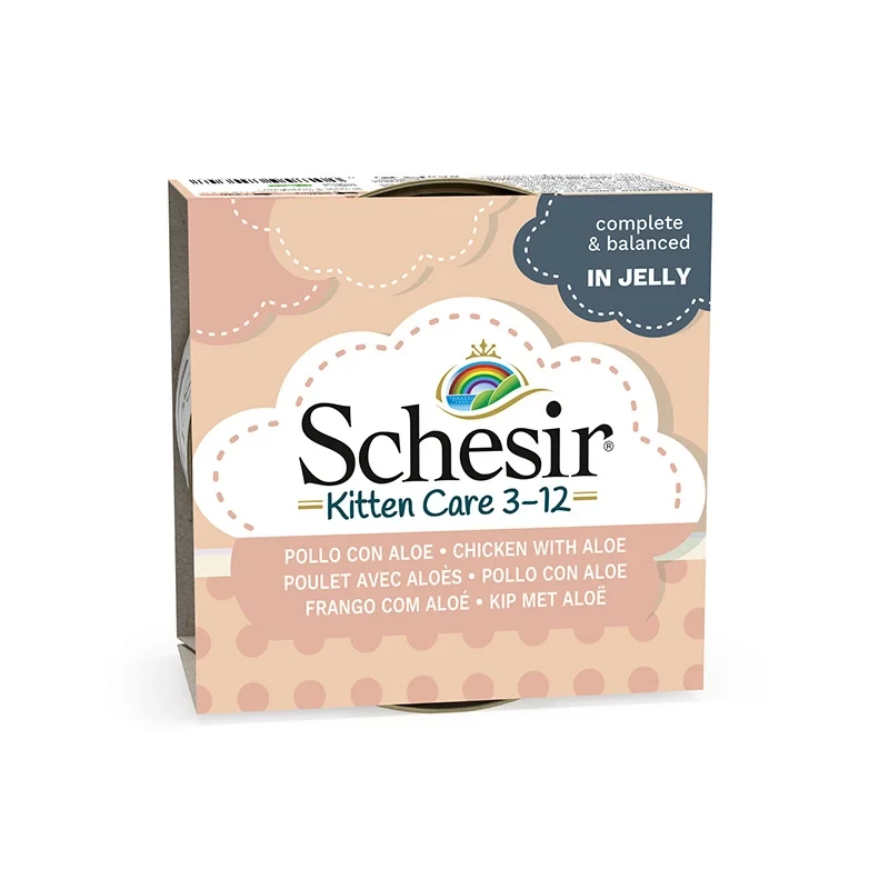 SCHESIR CAT CAN KITTEN CHICKEN ALOE 3-12 85G - SCHESIR