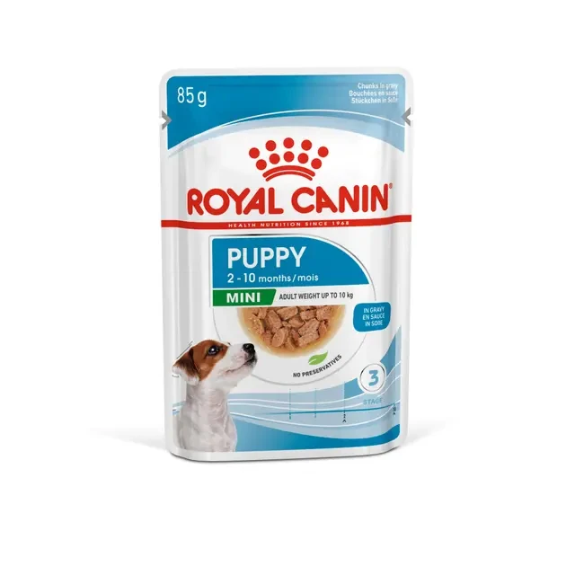 Royal Canin Mini Puppy Wet Dog Food in Gravy 85g, Complete and Balanced Nutrition Specially Formulated for Small Breed Puppies to Support Healthy Growth and Meet Daily Nutritional Needs - Royal Canin