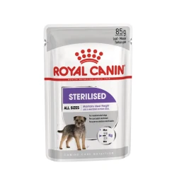 Royal Canin Sterilised Loaf Wet Dog Food, 85 g, Soft Loaf Texture, Balanced Nutrition to Help Maintain a Healthy Weight and Support the Overall Health of Sterilised Adult Dogs