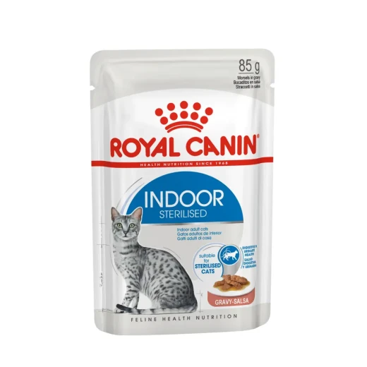Royal Canin Indoor Sterilised Wet Cat Food in Gravy 85g, Complete and Balanced Nutrition Specially Formulated for Indoor Sterilised Cats to Support Overall Health and Help Maintain a Healthy Weight Royal Canin Indoor Sterilised Wet Cat Food in Gravy 85g, Complete and Balanced Nutrition Specially Formulated for Indoor Sterilised Cats to Support Overall Health and Help Maintain a Healthy Weight