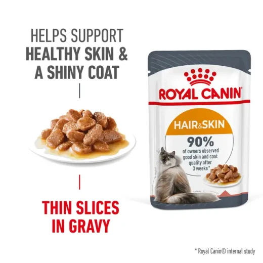 Royal Canin Hair & Skin Care Wet Cat Food 85g, Complete and Balanced Nutrition Formulated to Support Healthy Skin and a Shiny Coat, With Essential Nutrients for Daily Feline Health - Royal Canin - Image 2