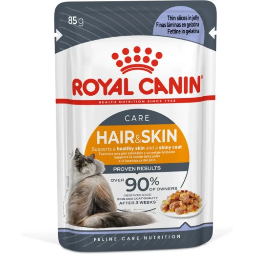 Royal Canin Intense Beauty Wet Cat Food in Jelly, 85 g, Specially Formulated to Support Healthy Skin and a Beautiful Coat