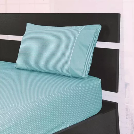 كانون طقم شرشف مطاط Dots & Stripes - بولي قطن - مجوز & مجوز كبير - 3 قطع - أزرق فاتح كانون طقم شرشف مطاط Dots & Stripes - بولي قطن - مجوز & مجوز كبير - 3 قطع - أزرق فاتح