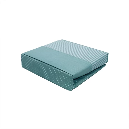 كانون طقم شرشف مطاط Dots & Stripes - بولي قطن - مجوز & مجوز كبير - 3 قطع - أزرق فاتح - كانون - Image 4