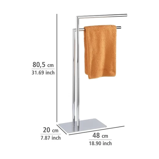 Wenko Recco Freestanding Steel Towel Rack | Shiny Chrome Dual-Rail Stand - Wenko - Image 8