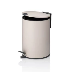 Kela Mats 3L Metal Pedal Bin – Beige | Silent Close & Non-Slip Compact Trash Can