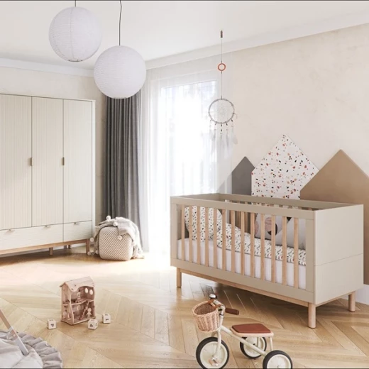Pinio Miloo Baby's Bed - Growing Bed With Mattress - 70x140 - Champagne - Pinio - Image 3