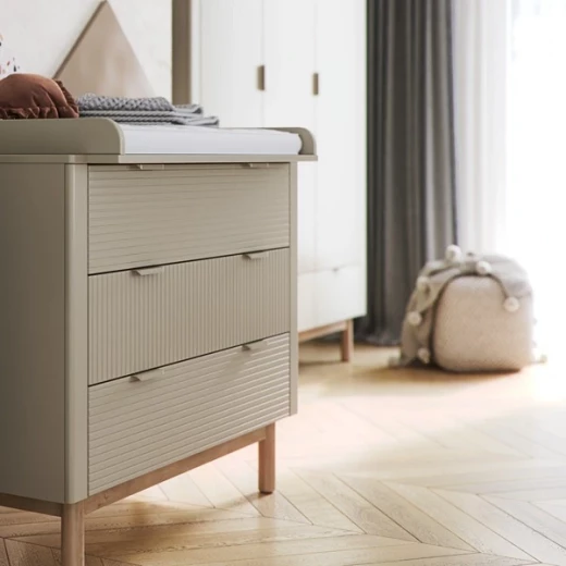 Pinio Miloo Chest Of Drawers - 3 Drawers with Changing Table - Champagne - Pinio - Image 2