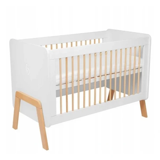 Pinio Krubb Baby Cot with Mattress - 60X120 Cm - White - Pinio - Image 3