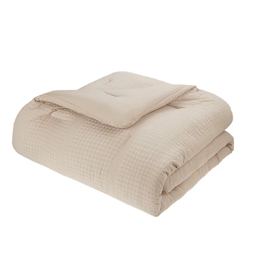 Nova Home Nari Waffle Jaquard Microfiber Comforter Set - Single & Twin - 5Pcs - Beige - Nova Home - Image 7