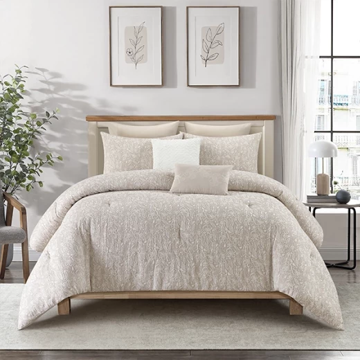 Nova Home Fraidy Cotton Jacquard Comforter Set - 100% Cotton - King - 8Pcs - Taupe - Nova Home - Image 9