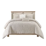 Nova Home Fraidy Cotton Jacquard Comforter Set - 100% Cotton - King - 8Pcs - Taupe - Nova Home