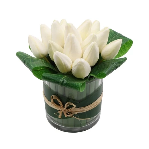 نوفا هوم "Green Tulip" مزهرية زهور - 18 سم - أبيض