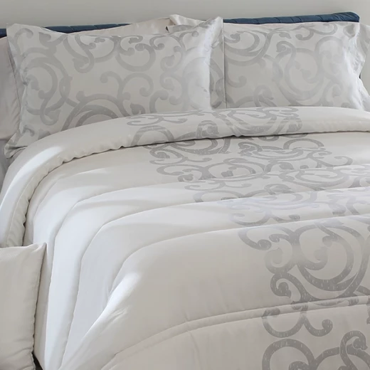 Nova Home Amiens Spanish Jaquard Comforter Set - 6pcs - King & Super King - Grey - Nova Home - Image 3
