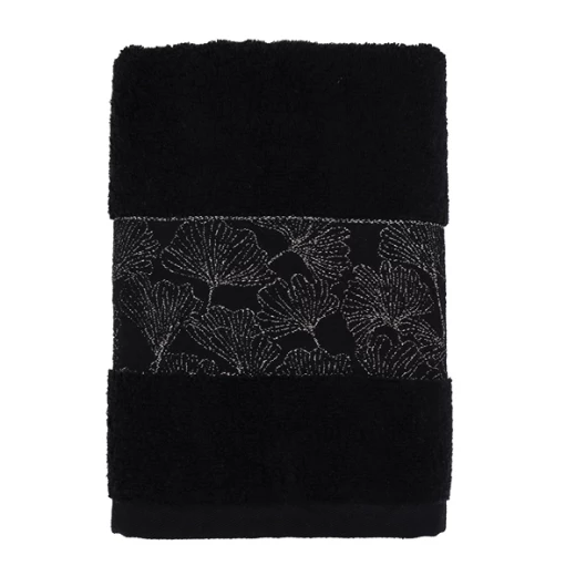 Nova Home Utopia Towel with Silver Details - 100% Cotton - 50x90 Cm - Black & Silver - Nova Home - Image 2
