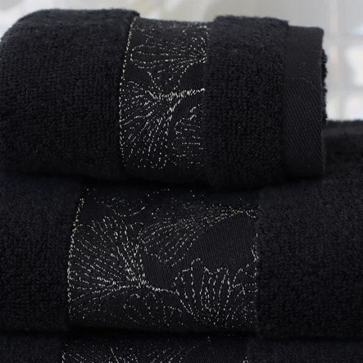 Nova Home Utopia Towel with Silver Details - 100% Cotton - 30x50 Cm - Black & Silver - Nova Home - Image 3