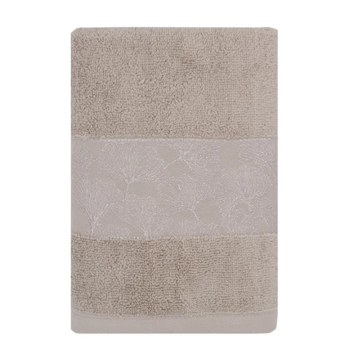 Nova Home Utopia Towel with Silver Details - 100% Cotton - 30x50 Cm - Beige & Silver - Nova Home - Image 3