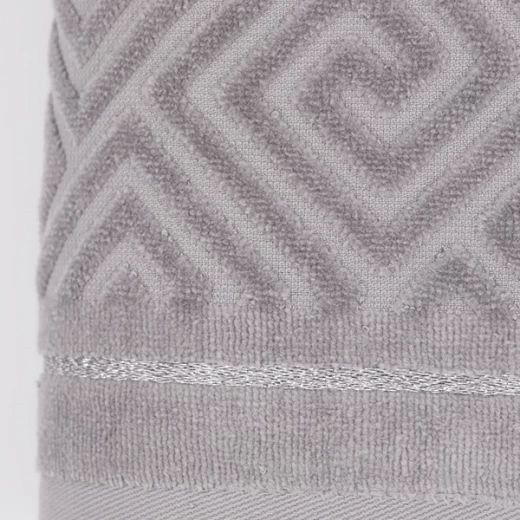 Nova Home Versace Jacquard Towel with Silver Details - 100% Cotton - 50x90 Cm - Grey & Silver - Nova Home - Image 3