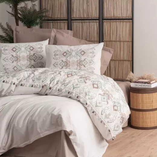 Nova Home Asilo Duvet Cover Set - 100% Cotton - King & Super King - 4 Pcs - Beige Nova Home Asilo Duvet Cover Set - 100% Cotton - King & Super King - 4 Pcs - Beige