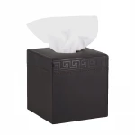 Nova Home Versace Square Leather Tissue Box - Black - Nova Home