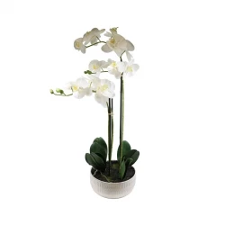 Nova Home "Cascade" Flower Arrangement with Pot- 64 cm - White