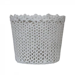 Nova Home "Cove" Cotton Crochet Basket - White