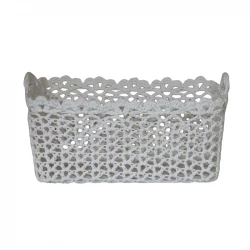 Nova Home "Yarnware" Cotton Crochet Basket - White