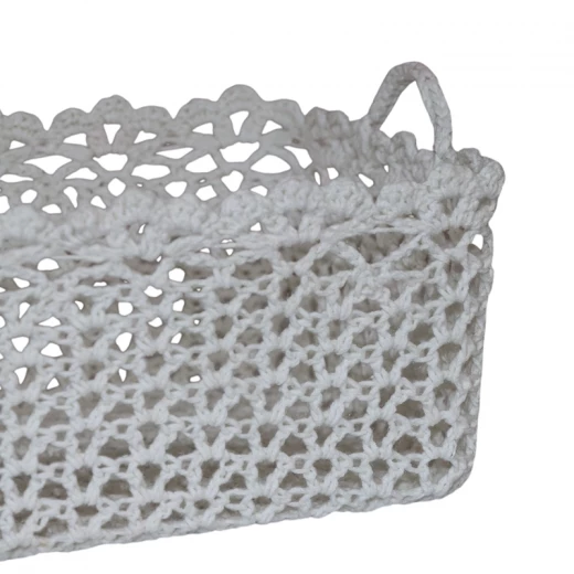 Nova Home "Yarnware" Cotton Crochet Basket - White - Nova Home - Image 3