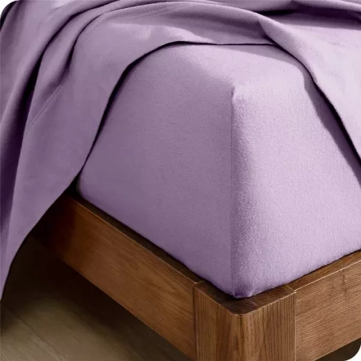 Nova Home Cotton Warm Winter Flannel Fitted Sheet Set - King & Super King - 3 Pcs - Purple - Nova Home - Image 3