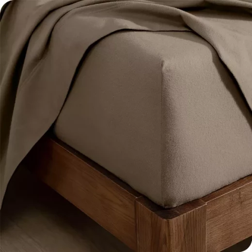 Nova Home Cotton Warm Winter Flannel Fitted Sheet Set - King & Super King - 3 Pcs - Taupe - Nova Home - Image 3