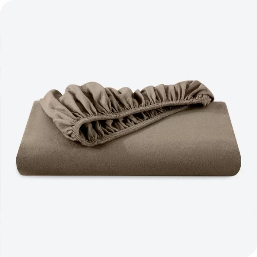 نوفا هوم Cotton Warm طقم شرشف مطاط شتوي قطن فلانيل دافئ - مفرد ونص & كوين - 3 قطع - بني فاتح - نوفا هوم - Image 2