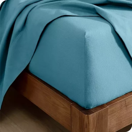 نوفا هوم Cotton Warm طقم شرشف مطاط شتوي قطن فلانيل دافئ - مفرد ونص & كوين - 3 قطع - أزرق - نوفا هوم - Image 3