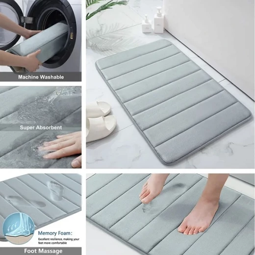 Nova Home Steps Memory Foam Non-Slip Bath Mat - 50x80 Cm - Blue - Nova Home - Image 5