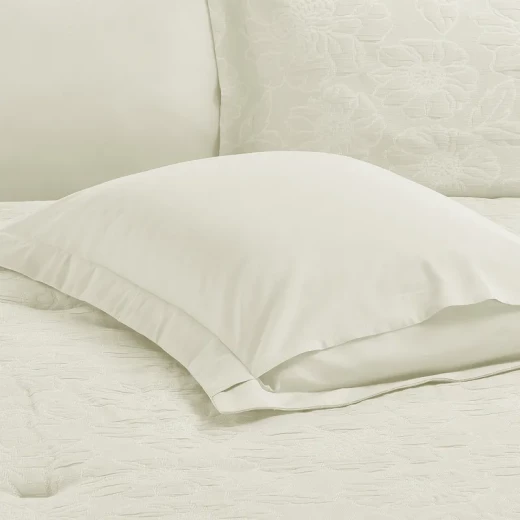 نوفا هوم Matelasse طقم لحاف جاكار قطن بنقشة الورد - مجوز & مجوز كبير - 7 قطع - أيفوري - نوفا هوم - Image 10