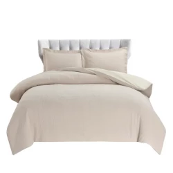 Nova Cottontex Textured Duvet Cover Set - 100% Cotton, 200 Thread  - 2 Pcs - Queen - Beige