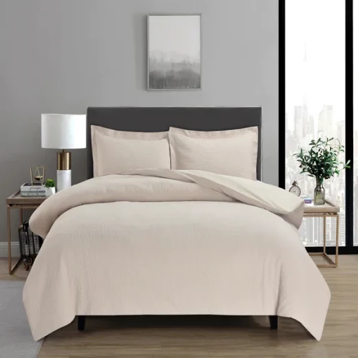 نوفا هوم "Cottontex" طقم وجه لحاف - قطن 100% ، 200 خيط لكل انش مربع - كوين -3 قطع - بيج - نوفا هوم - Image 2