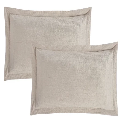 نوفا هوم Cottontex طقم وجه لحاف - قطن 100% ، 200 خيط لكل انش مربع - مفرد & مفرد كبير - 2 قطع - بيج - نوفا هوم - Image 10